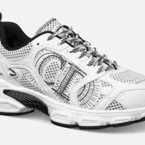 Dior Chrono Sneakers Blanc et Bleu Ciel Mesh et Cuir Synthétique 2023-2024