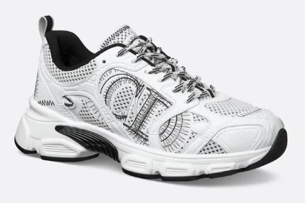 Dior Chrono Sneakers Blanc et Bleu Ciel Mesh et Cuir Synthétique 2023-2024