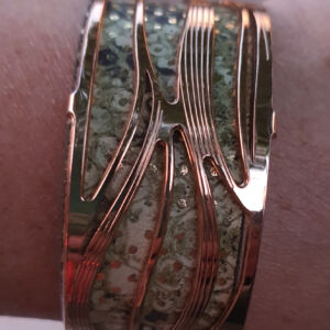 Bracelet Manchette Moderniste en Cuivre, Décor Rayonnant, 1975-2020