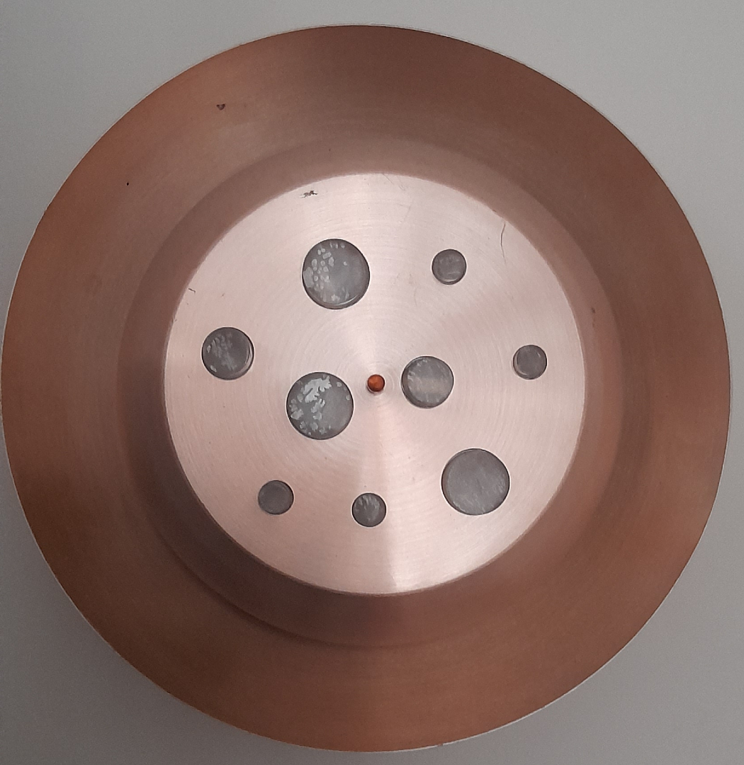 Plafonnier design Amsterdam B-1243 Raak 1960 cuivre laiton forgeage poinçonnage polissage état authentique