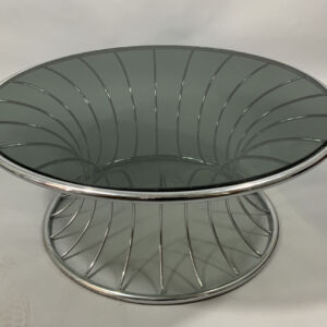 Table basse Space Age en métal chromé et verre fumé, attribuée à Gastone Rinaldi pour Rima, Italie, 1970