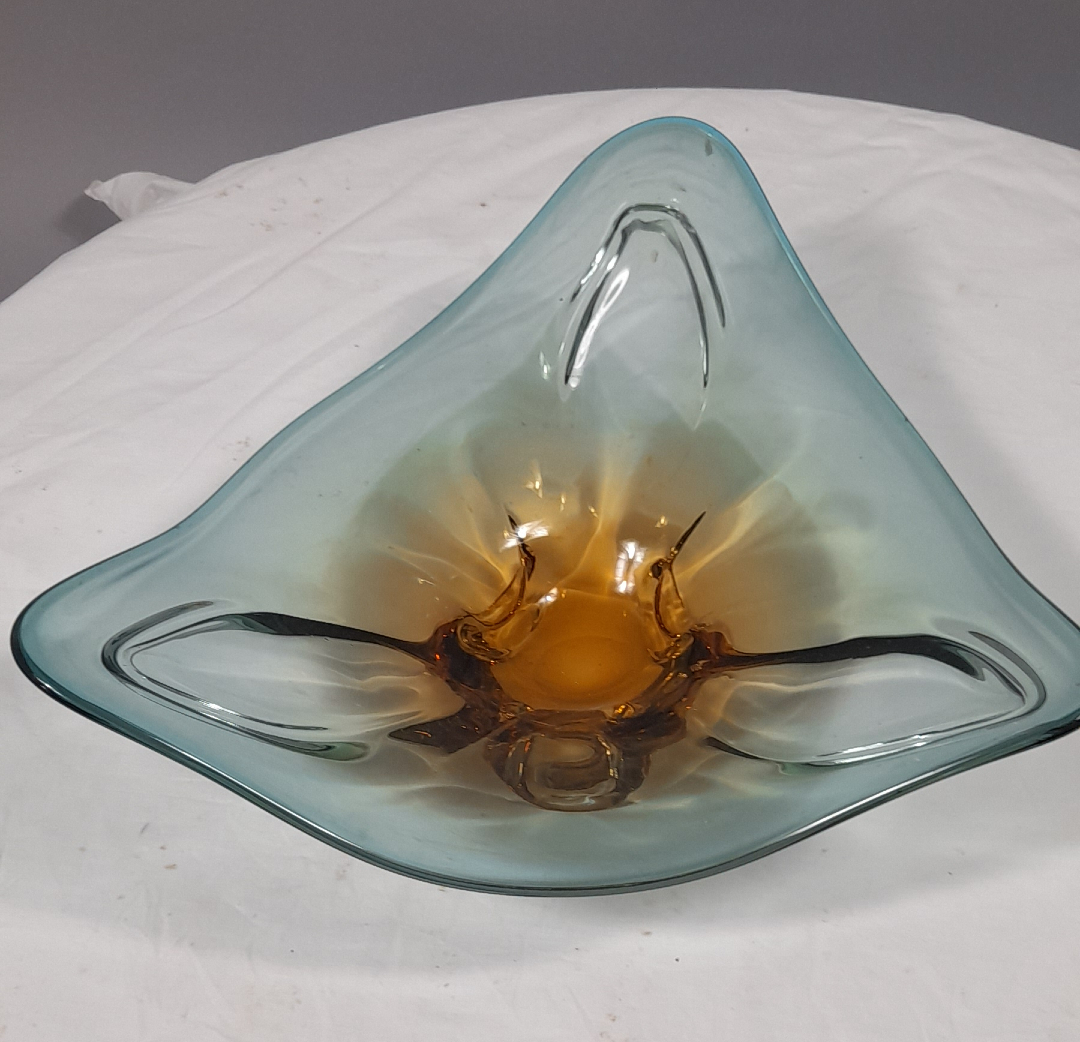 Coupe centre de table en verre sommerso Murano 1965-1975 attribuée à Flavio Poli ou Seguso