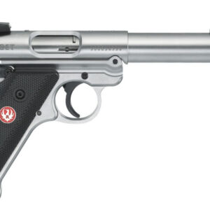 Pistolet semi-automatique Ruger Mark IV Target .22LR en acier inoxydable, canon lourd 5,5", époque fin XXe - début XXIe siècle