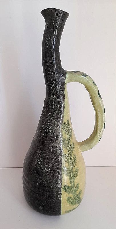 Vase Art Déco en céramique début 20ème siècle avec motifs abstraits et géométriques