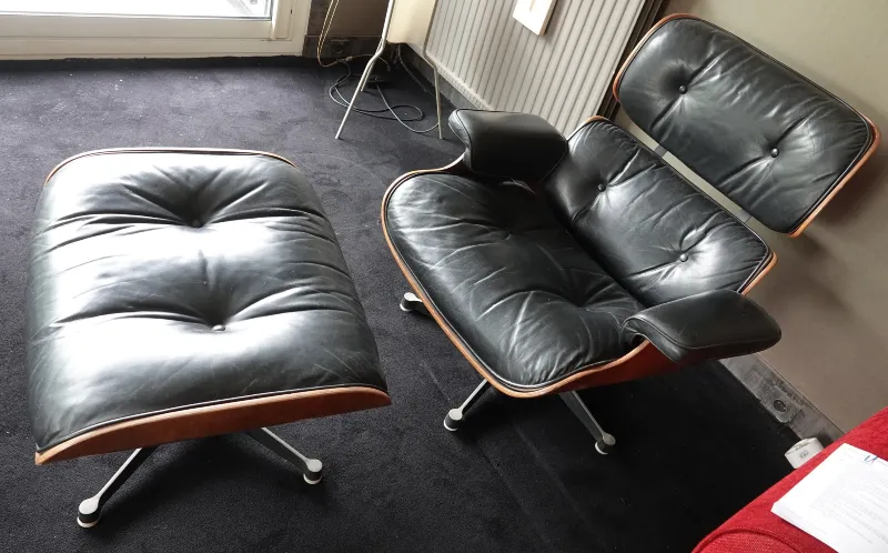 Fauteuil et Ottoman Eames Lounge Chair Style Moderne Palissandre 1950