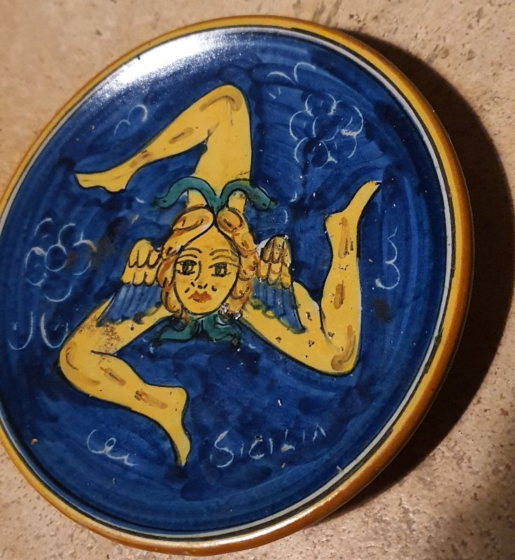Plat Décoratif Art Nouveau en Céramique Sicilienne 1900