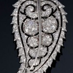 Broche Art Déco Feuille Persane Platine Diamants Suzanne Belperron 1925-1935